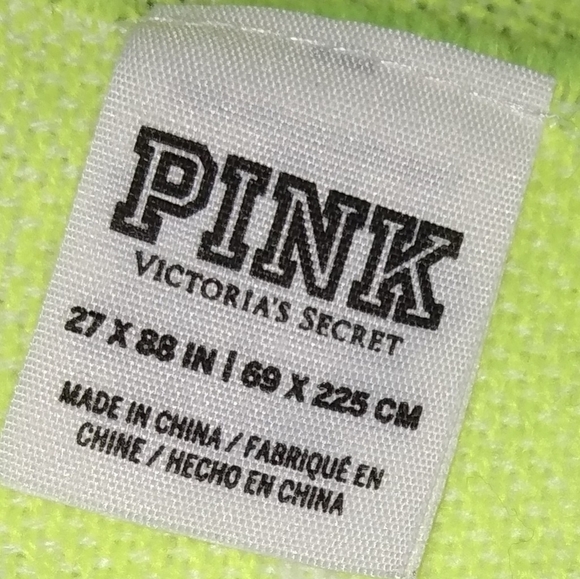 Victoria Secret Pink Shawl/Throw, 88x27, Neon Yellow Green, pre-owned - Picture 3 of 5